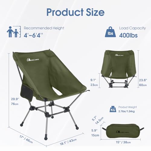 MOON LENCE Camping Chair Plus folded-compact design fits easily in a backpack.