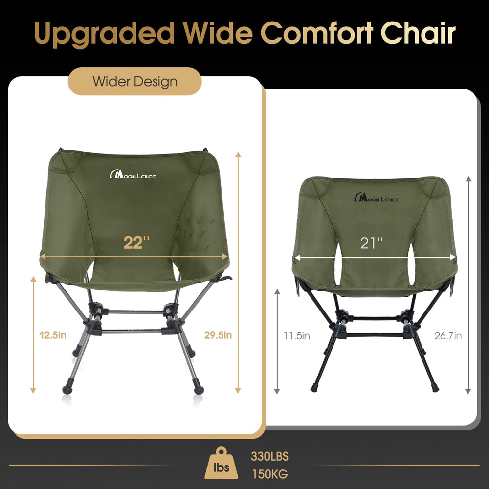 MOON LENCE Camping Chair Plus mesh-pocket keeps essentials within reach.