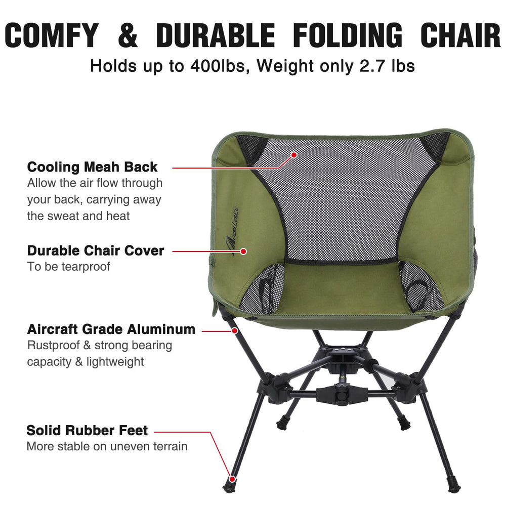 MOON LENCE camping chair with side pocket green keeps essentials within reach.