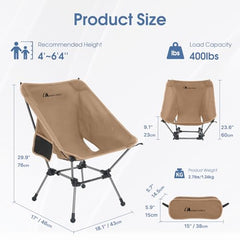 Moon Lence camping chair shows ventilated side panels for breathable support.