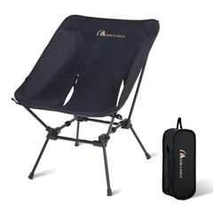 MOON LENCE portable camping chair folded for backpack-ready storage and travel, on-the-go comfort.