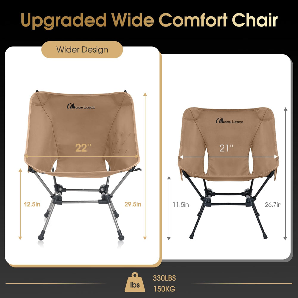 MOON LENCE chair shows mesh pocket for quick-access essentials on hikes.