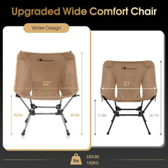 MOON LENCE chair shows mesh pocket for quick-access essentials on hikes.
