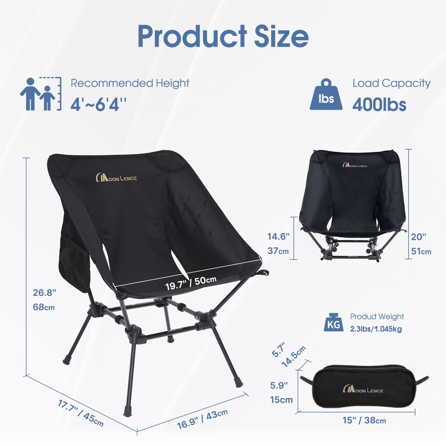 MOON LENCE chair being set up quickly for instant seating at the campsite.