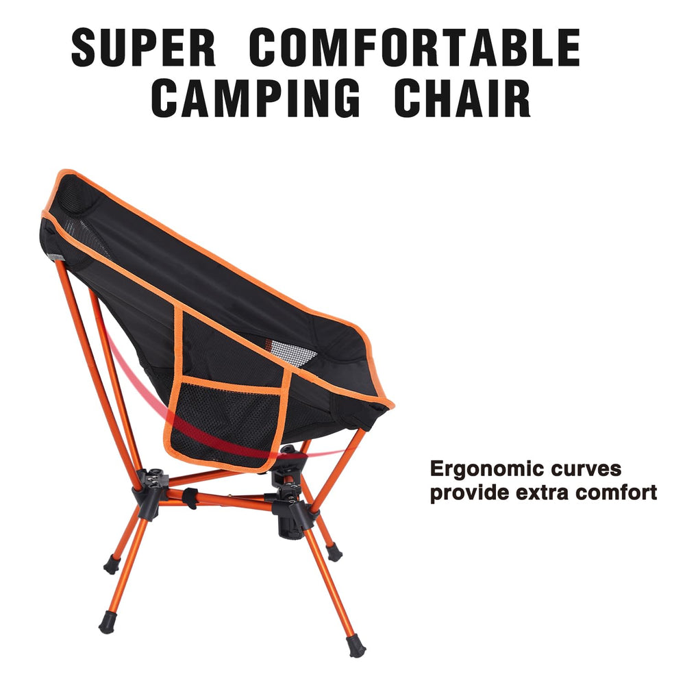 Moon Lence compact chair fits backpacks and includes side pockets