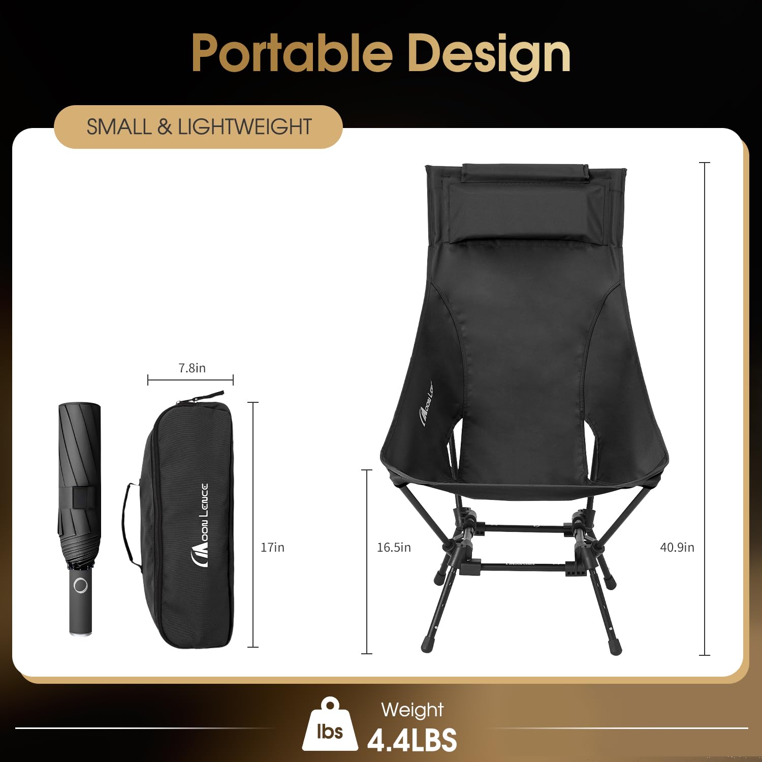 MOON LENCE four-stage height adjustment enables customizable seating.