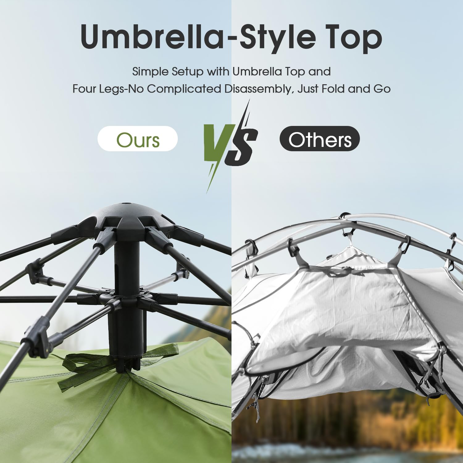 MOON LENCE instant pop-up tent center height at 50 inches for comfortable headroom
