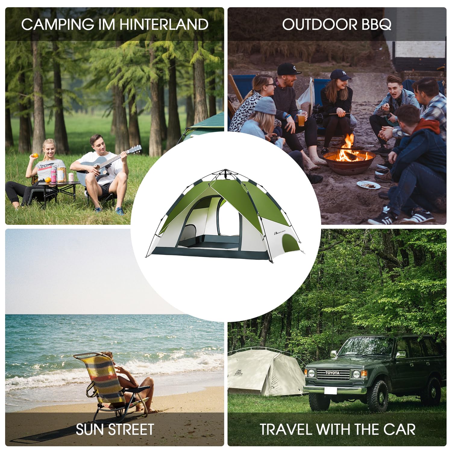 MOON LENCE instant pop-up tent durable poles provide stability in windy conditions