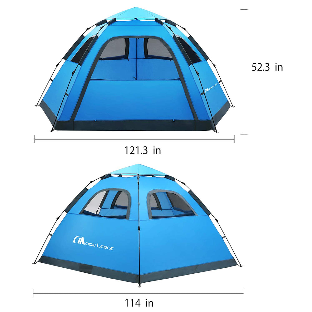 Moon Lence tent interior shows spacious 4-5 person room for family camping.