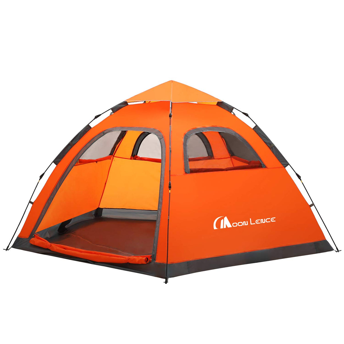 Moon Lence instant pop up tent shows a rapid 10-second setup for easy family camping.
