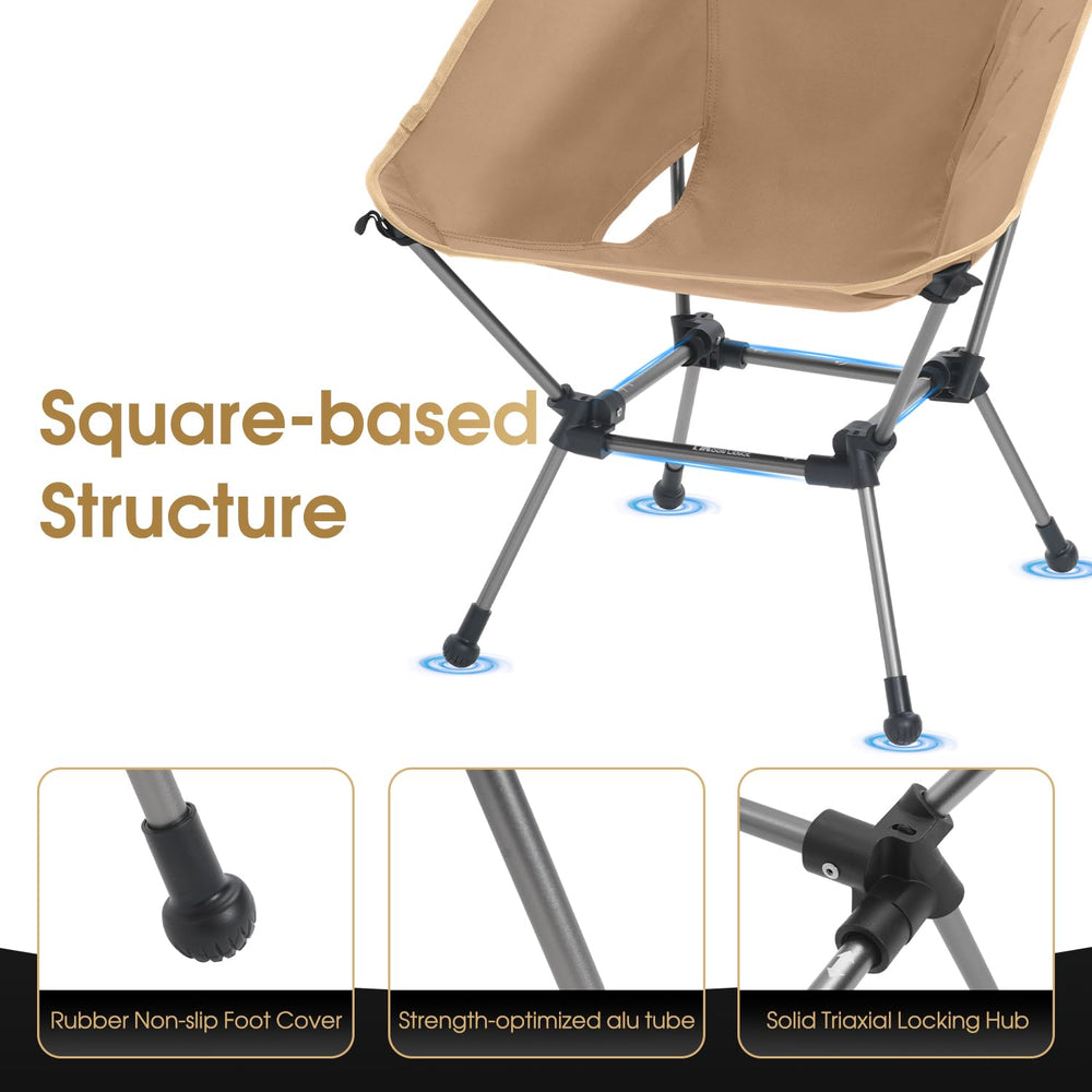 MOON LENCE khaki chair shown outdoors for easy setup at events.