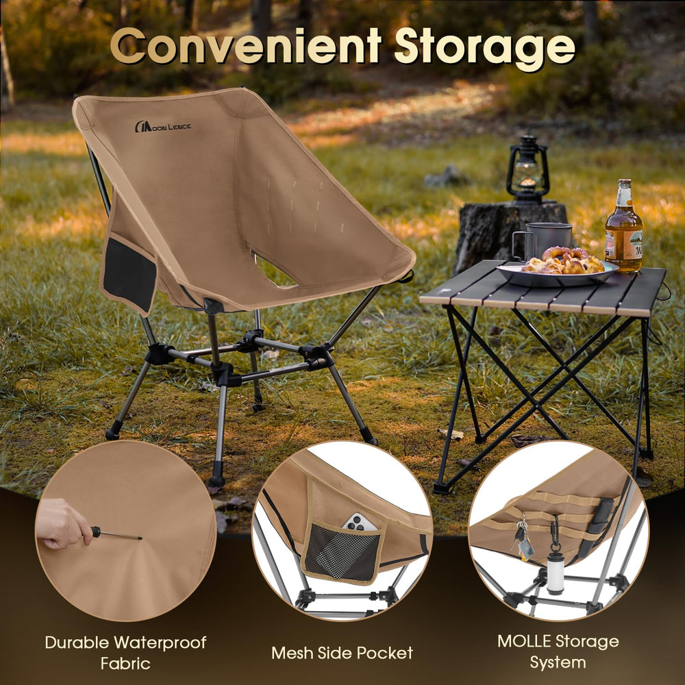 MOON LENCE chair at 2.7 lbs, easy to carry on adventures.
