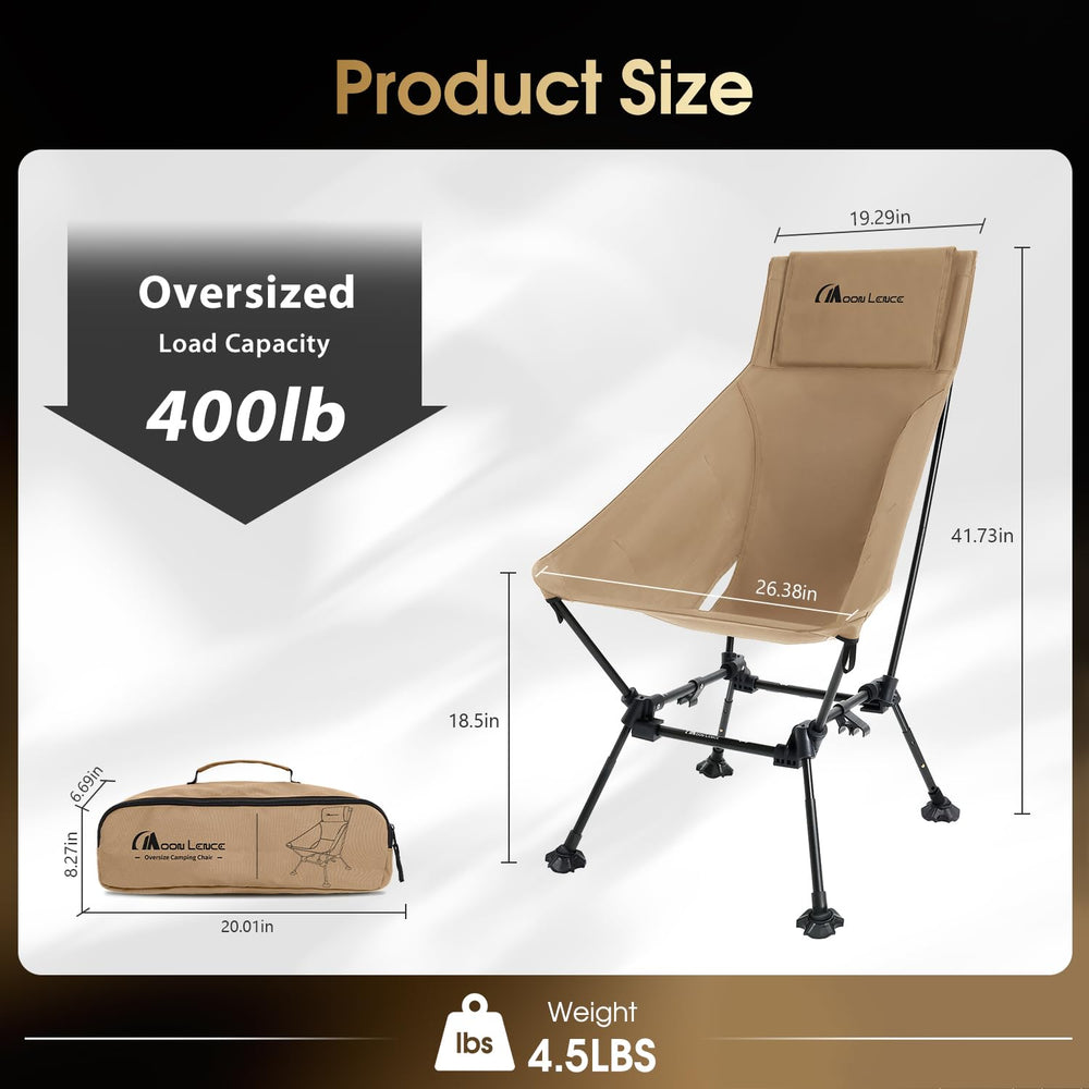 Moon Lence oversized camping chair side view highlighting spacious room for relaxation
