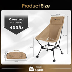 Moon Lence oversized camping chair side view highlighting spacious room for relaxation