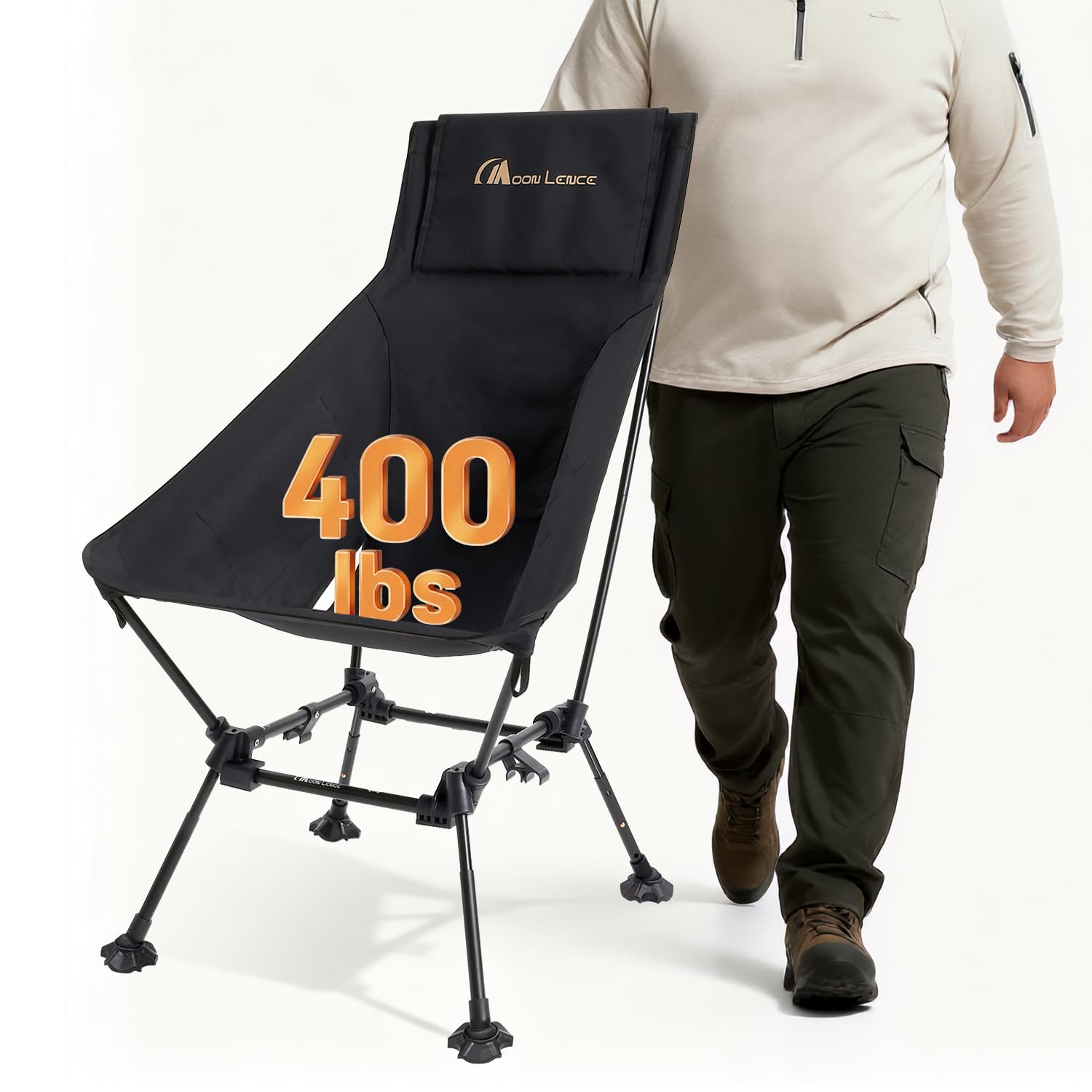 MOON LENCE oversized camping chair with wide seat for roomy comfort
