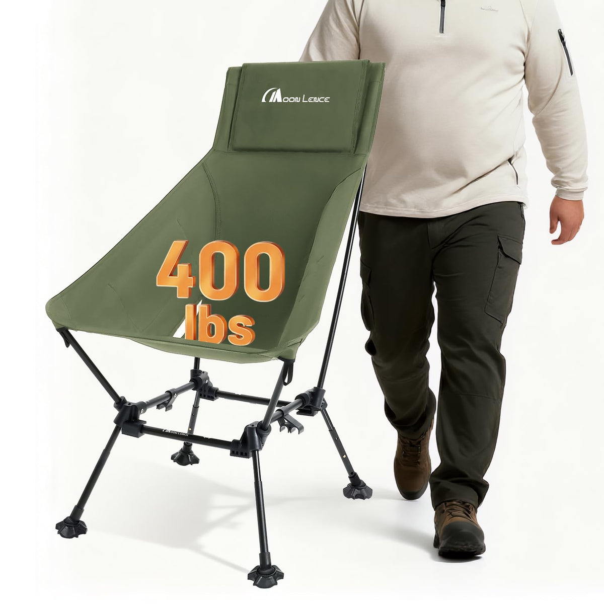 MOON LENCE oversized camping chair with wide seat for extra campsite comfort