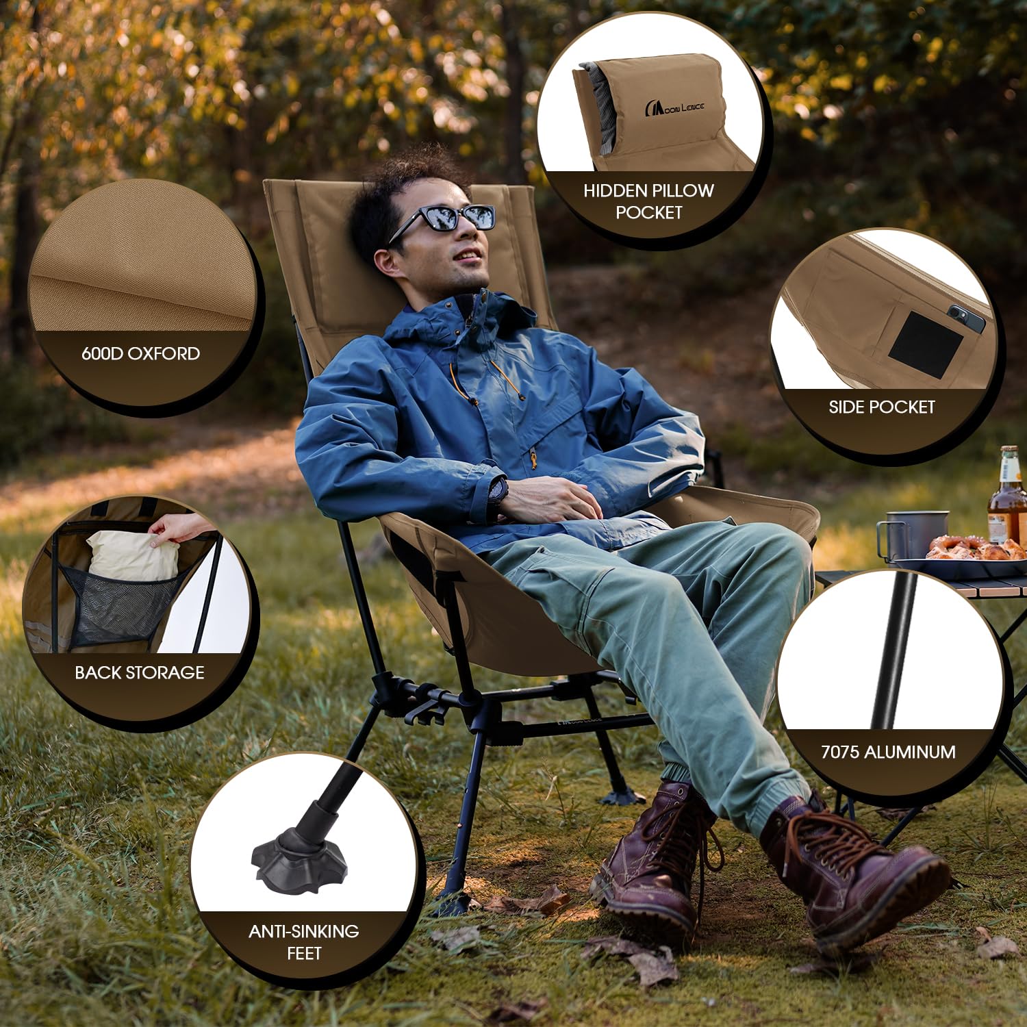 Moon Lence oversized chair back pocket keeps essentials within reach