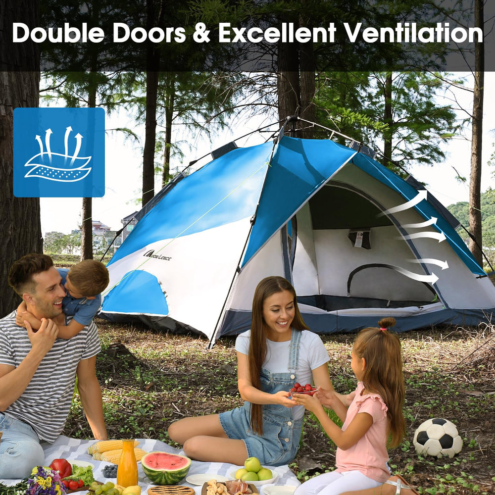 MOON LENCE instant pop-up tent interior spacious, fitting 3-4 campers comfortably.