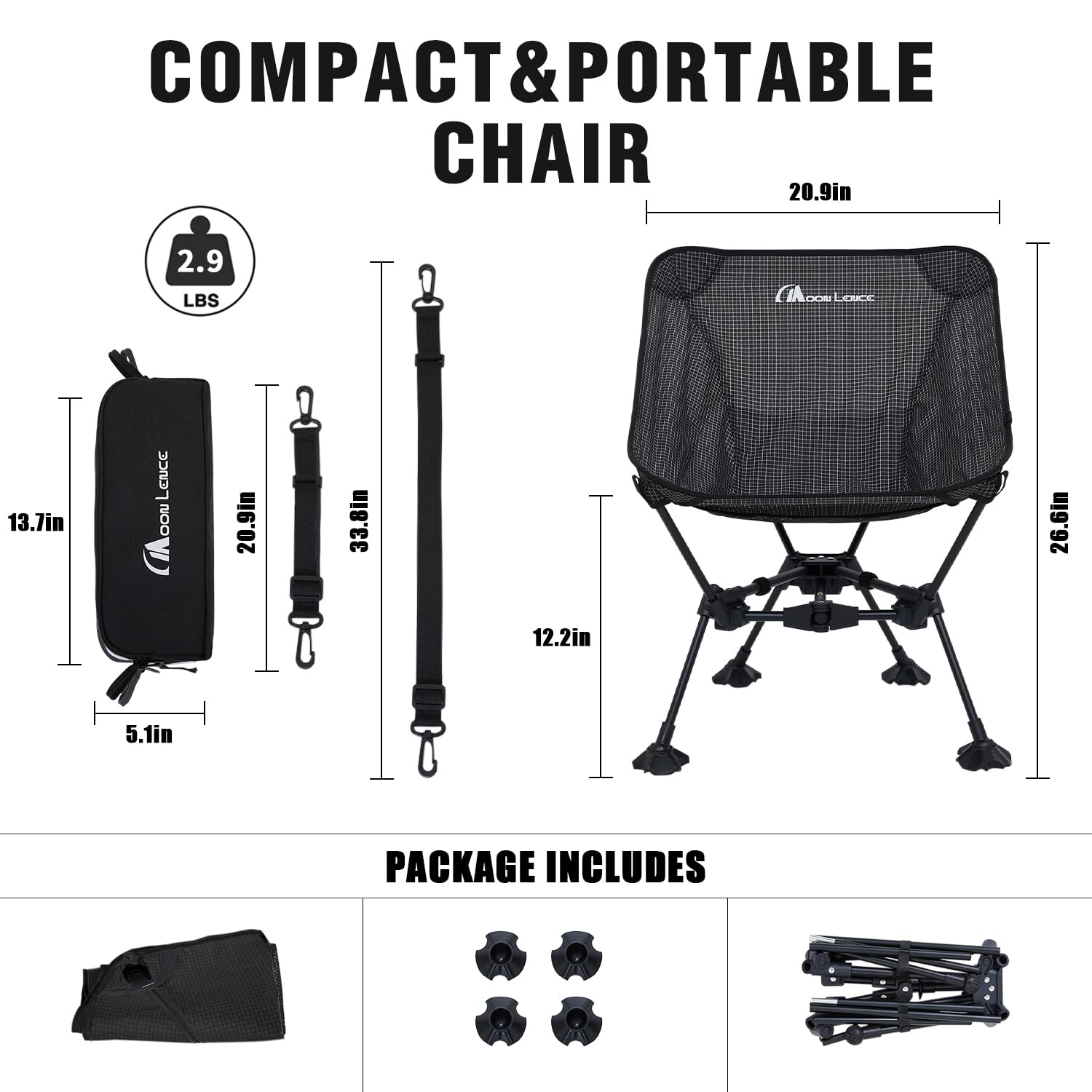 MOON LENCE ultralight camping chair open offers quick seating during hikes and picnics.