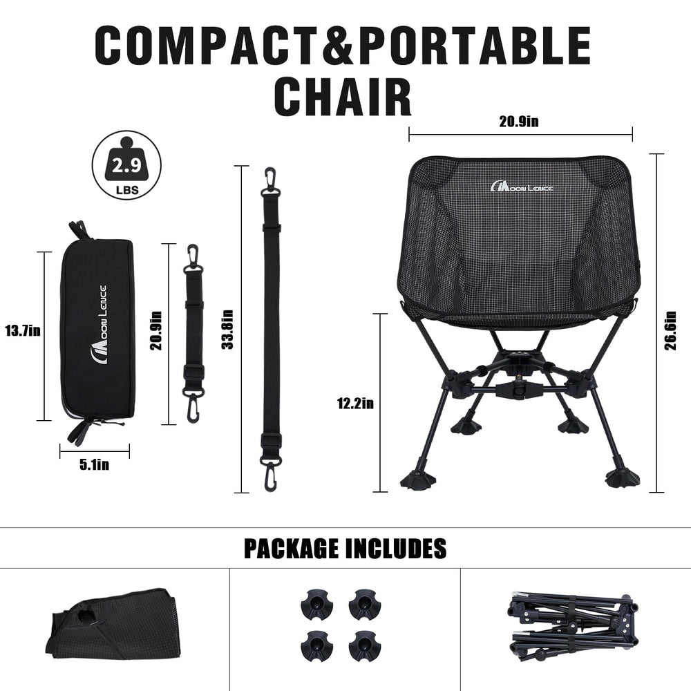MOON LENCE ultralight camping chair open offers quick seating during hikes and picnics.