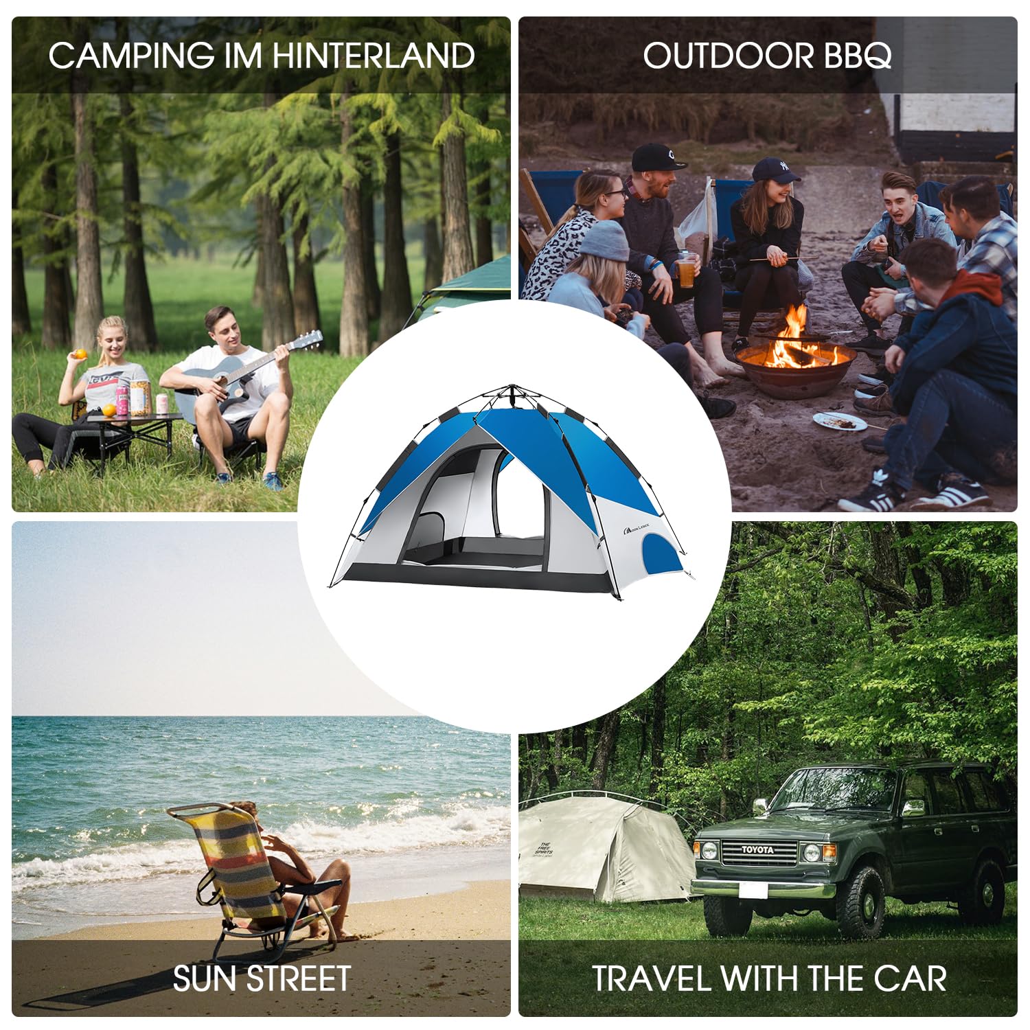 MOON LENCE carry bag folds tent compactly for easy transport.