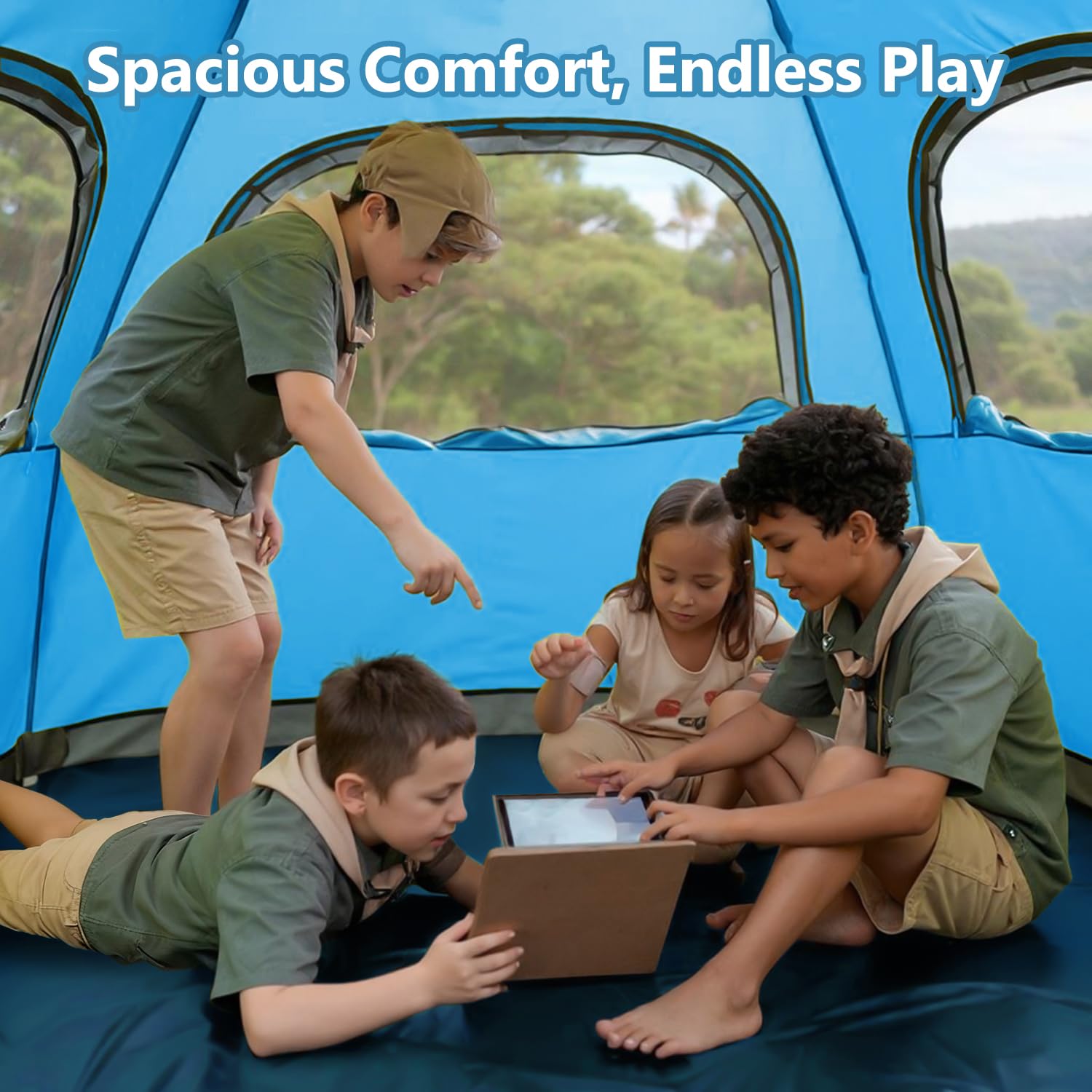 Moon Lence tent mesh windows provide airflow and insect protection.