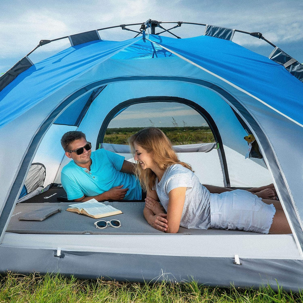MOON LENCE interior partition creates private sleeping space when needed.
