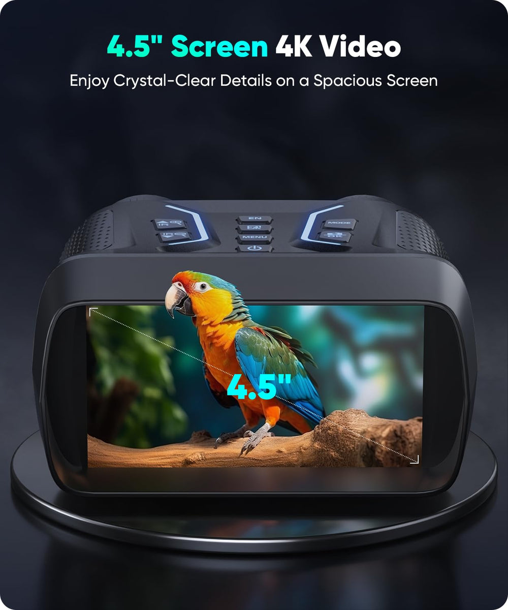 MoonFox Night Vision Goggles screen closeup shows a bright 4.5-inch display.