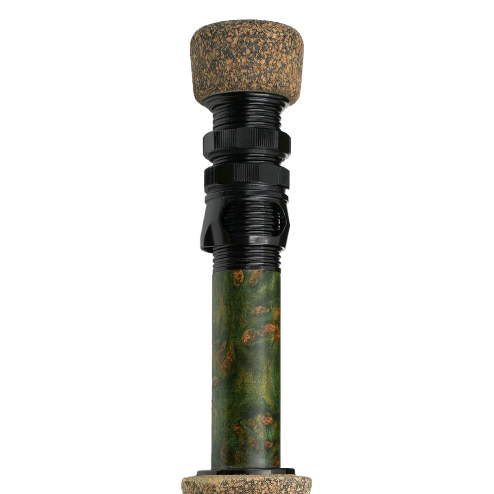 Moonlit Fly Fishing 7wt Lunar S2 Glass Rod olive close-up fiberglass texture