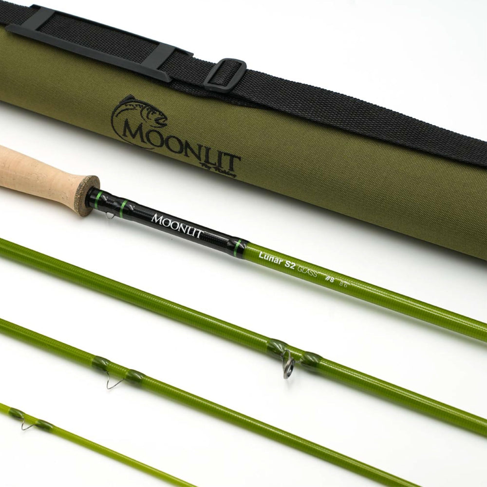 Moonlit Fly Fishing 8wt Lunar S2-Glass rod reel seat area closeup for comfortable grip.