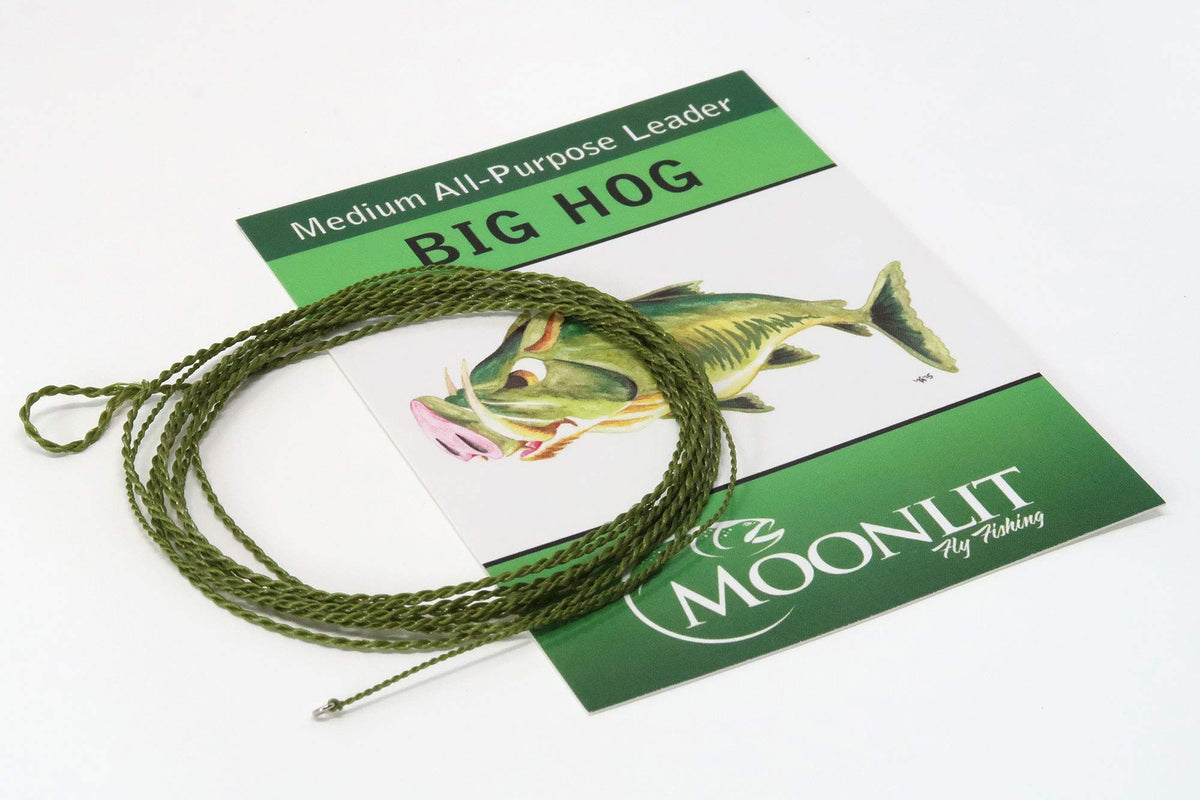 Moonlit Big Hog furled leader close-up with tighter furl for smooth casting.