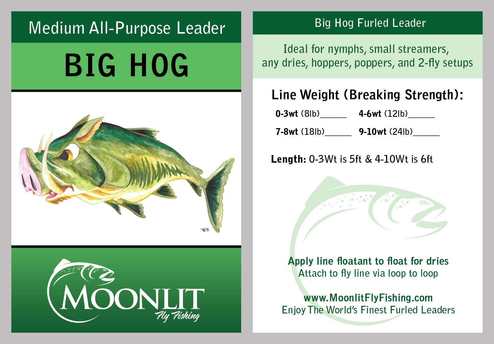 Moonlit Big Hog leader with tippet ring ready for tippet attachment.