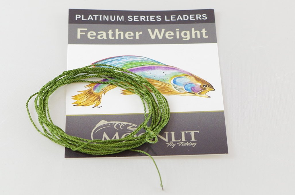 Moonlit Platinum Feather Weight Fly Leader (9-10wt) enables precise, wind-cut dry fly presentation.