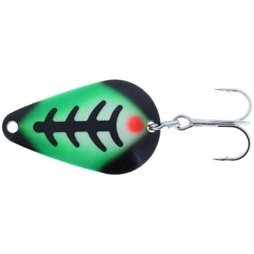 Moonshine Lures Wild Perch spoon back view highlighting durable paint for long-lasting appeal