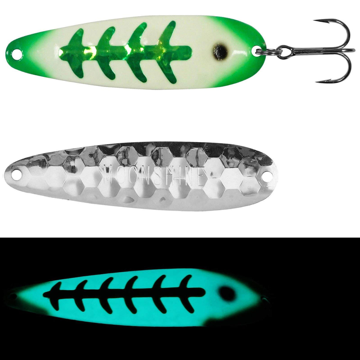 Moonshine Magnum Trolling Spoon in Agent Orange color (five-inch glow lure)