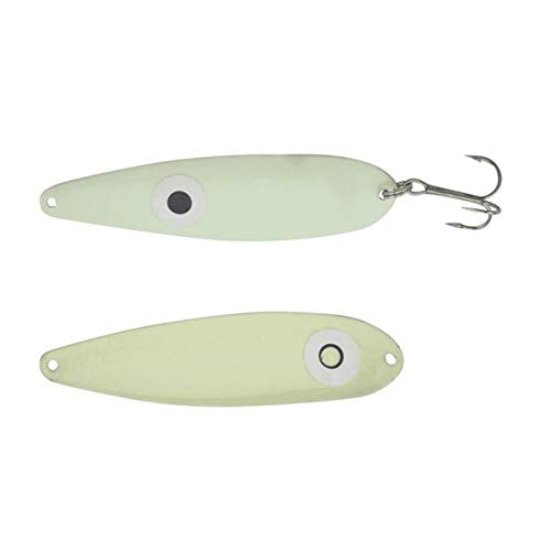Moonshine Magnum Trolling Spoon in Apple Seeds color (five-inch glow lure)