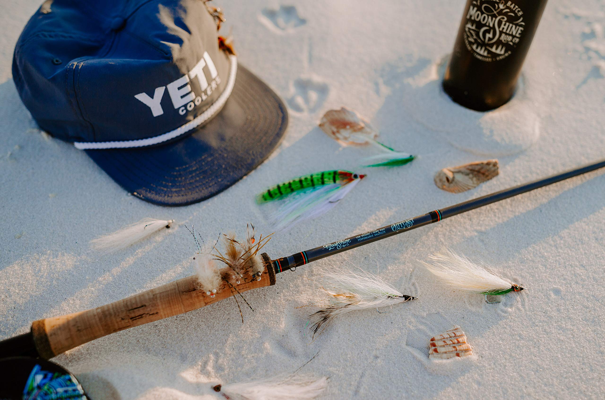 Moonshine Outcast II five-compartment tube protects rod during travel.