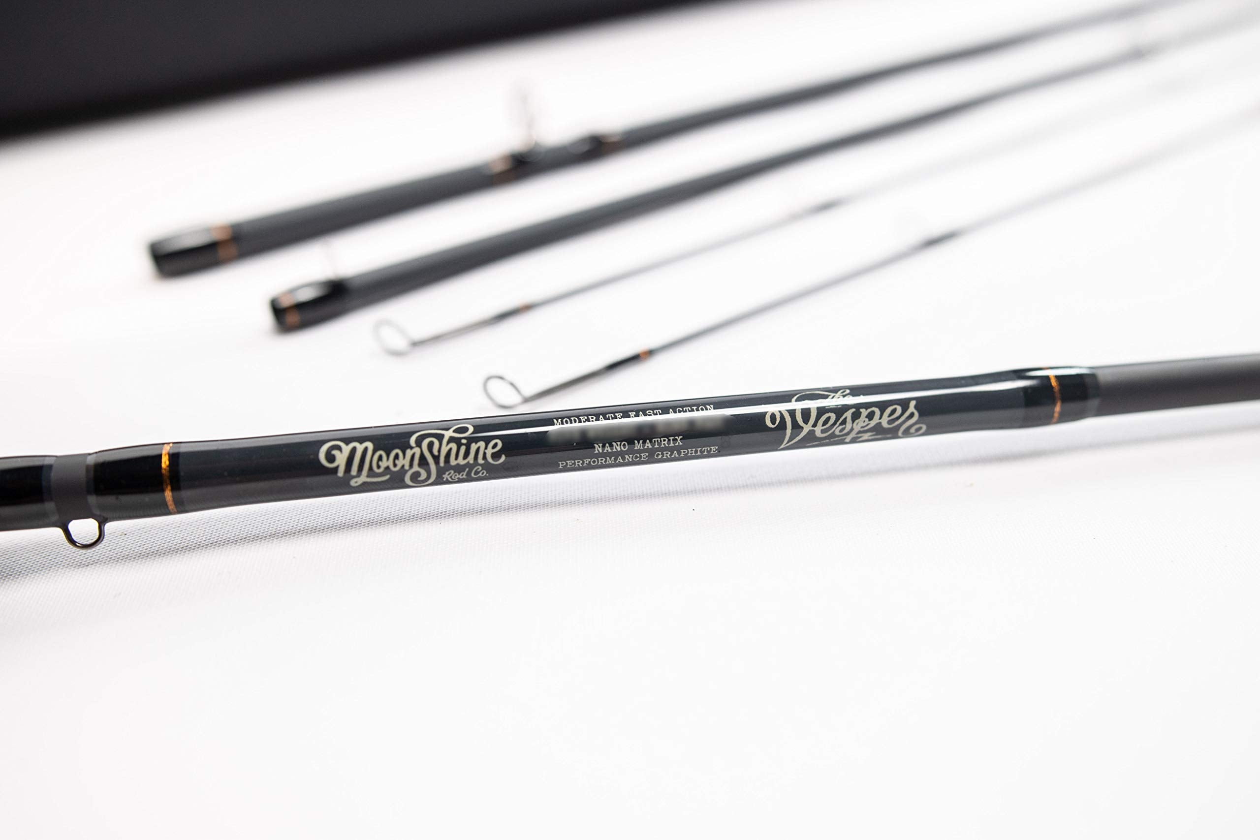 Moonshine Vesper rod 4-piece assembly enables compact travel setup.