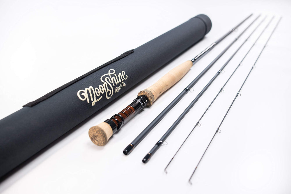 Moonshine Vesper rod with slate blank for glare-free visibility during day fishing