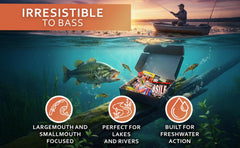 Moose Baits mystery box open-pack showing curated freshwater tackle for quick setup