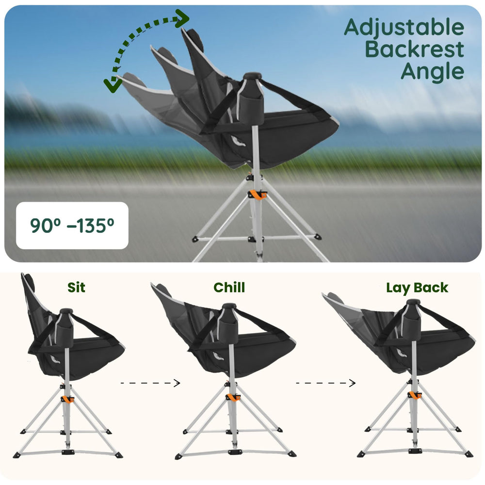 Moose Medoz hammock chair cup holder keeps drinks handy on camping trips.
