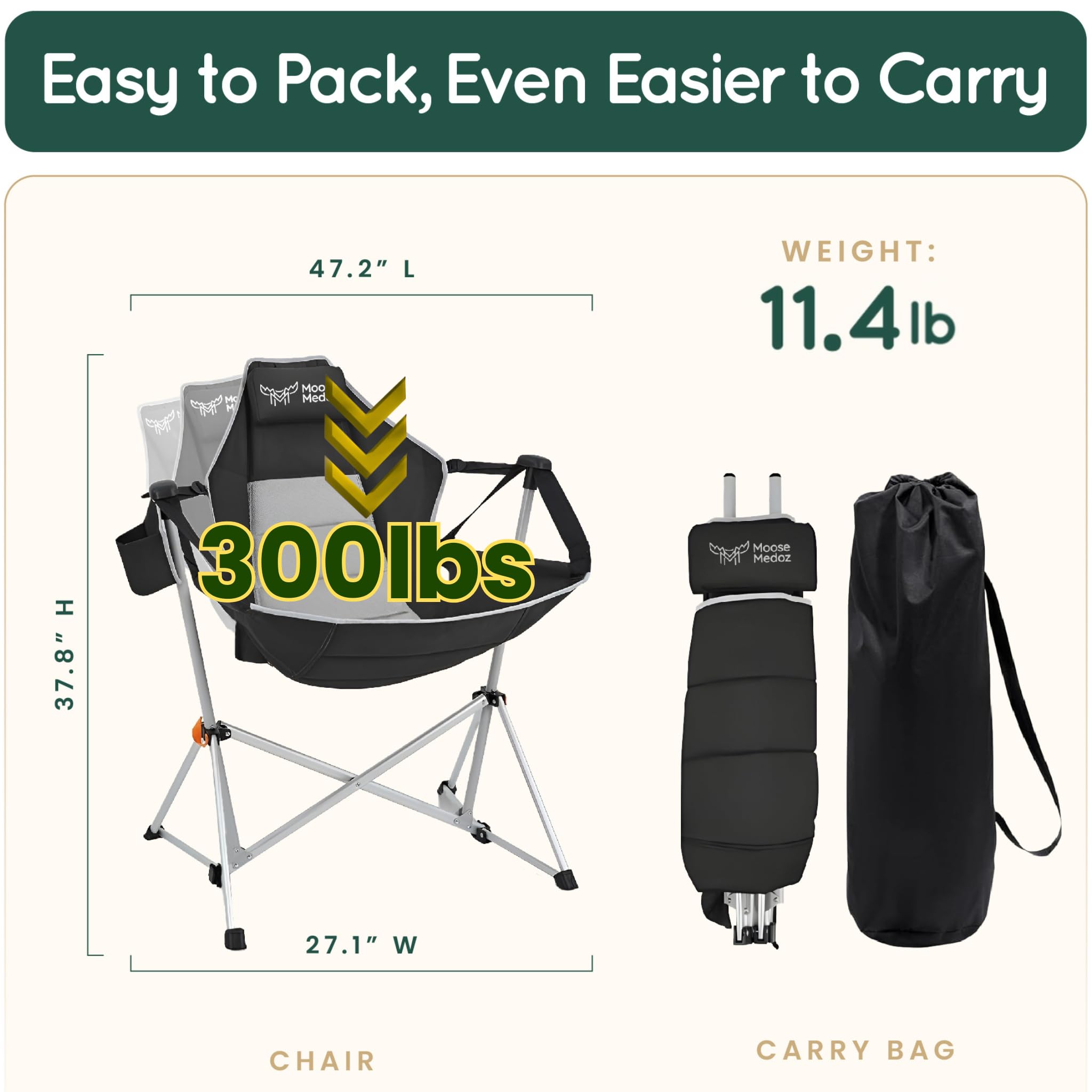 Moose Medoz hammock chair headrest supports neck comfort during long outdoor sessions.