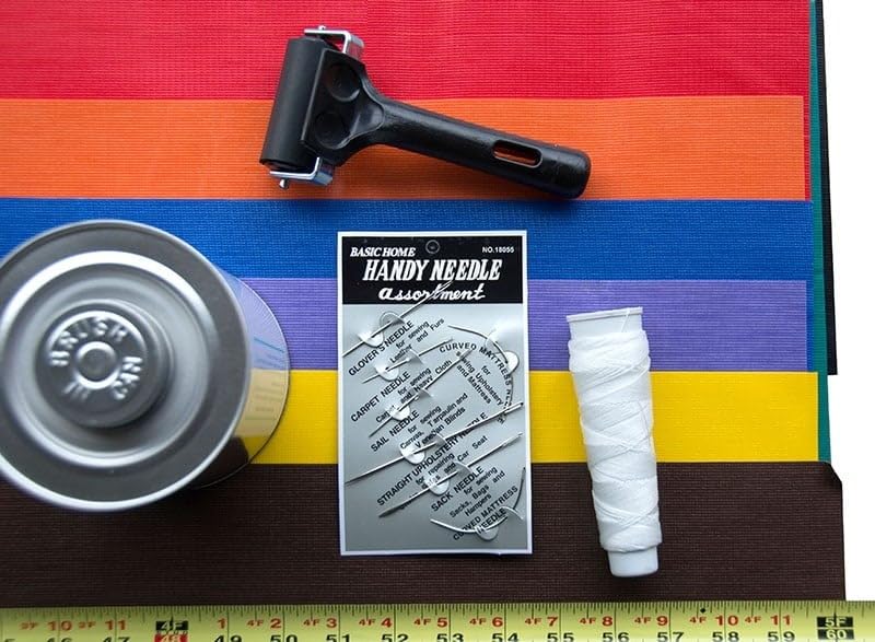 Moose Supply Vinyl Deluxe Repair Kit assorted needles for quick stitching.