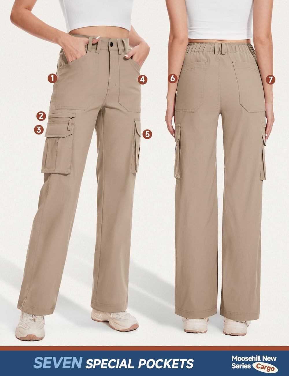 Moosehill cargo hiking pants hidden zip pocket secures small items while hiking.
