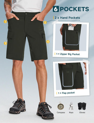 Moosehill men's cargo shorts 4-way stretch fabric, easy movement during hiking.