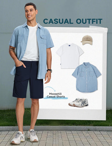 Moosehill mens cargo shorts navy all-season versatility for outdoor usage and casual wear.