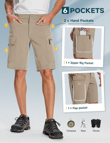 Moosehill men's cargo shorts phone-pocket-zip helps quick access.