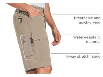 Moosehill men's cargo shorts stretch-4way for full range of motion.