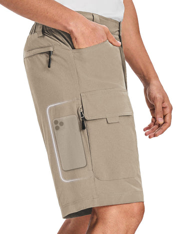 Moosehill men's cargo shorts water-resistant fabric keeps you dry on trails.