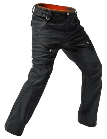 Moosehill men's fleece-lined cargo hiking pants front view black shows warmth on cold trails